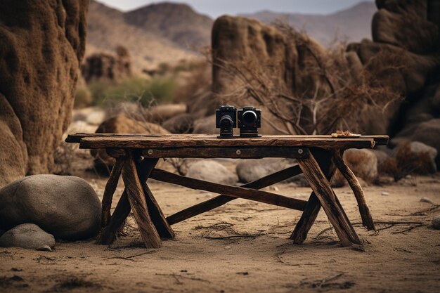 Foto mesa de nuez rústica con piernas largas y estilo sony alpha a1