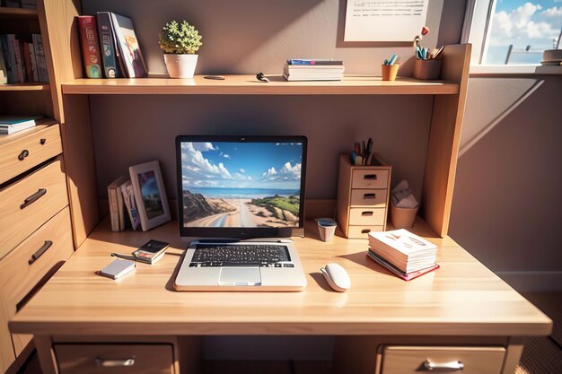 Mesa de oficina, mesa de conferencias, escritorio de computadora, área de trabajo, espacio interior íntimo para el trabajo duro.