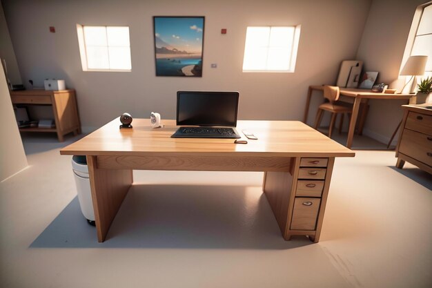 Foto mesa de oficina, mesa de conferencias, escritorio de computadora, área de trabajo, espacio interior íntimo para el trabajo duro.