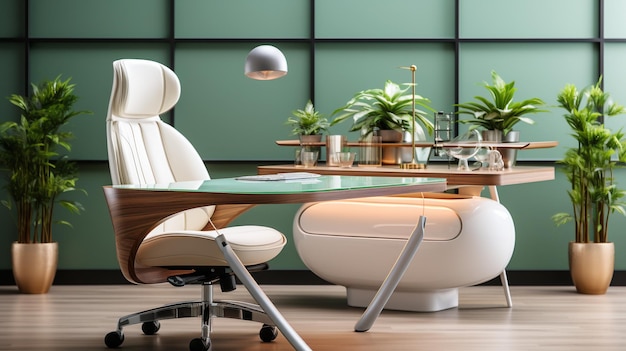 Mesa de oficina moderna de lujo cómoda y elegante.