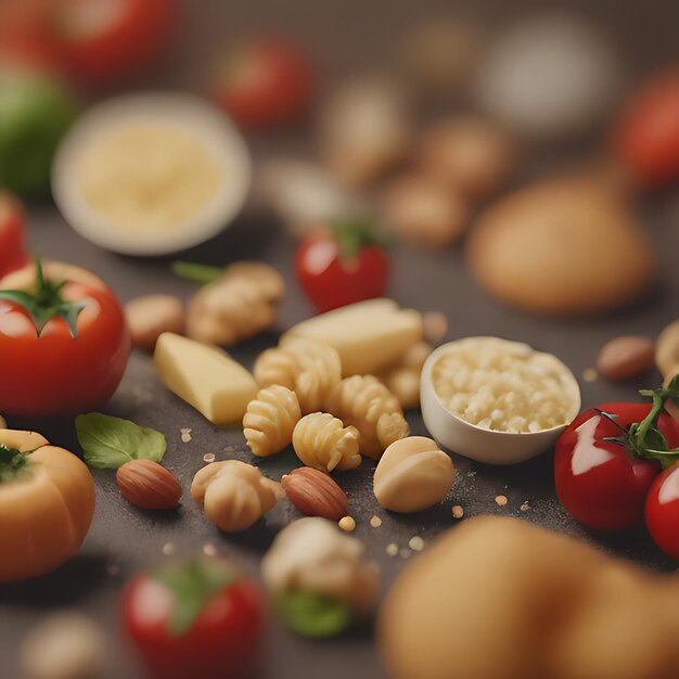 Foto una mesa con pasta de tomates y un tazón de pasta