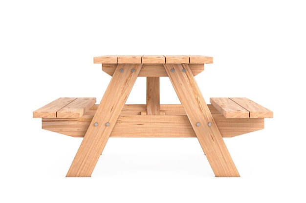 Mesa de picnic de madera con bancos 3D Rendering