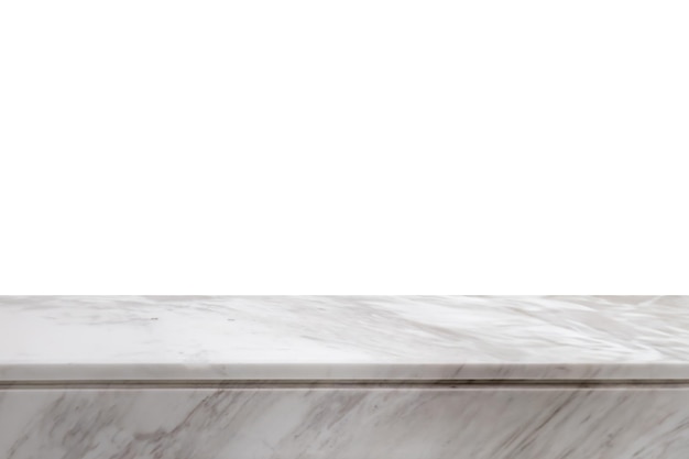 mesa de piedra de mármol blanco aislada sobre un fondo blanco para la exhibición de productos
