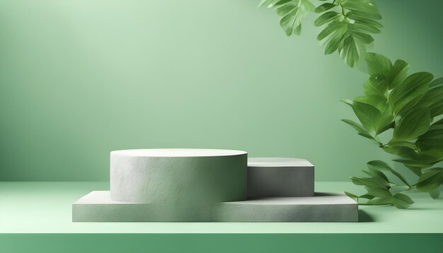 una mesa con una planta en ella y un fondo verde
