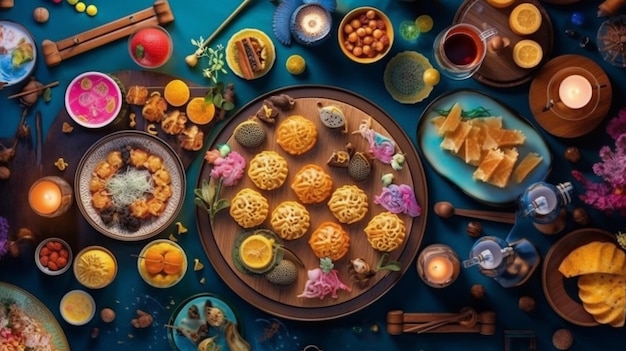 Una mesa con un plato de comida que dice "todo sobre la comida"