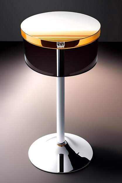 Mesa de podio redonda de acrílico transparente de color marrón brillante con diseño de fusión en el lateral bajo la luz del sol