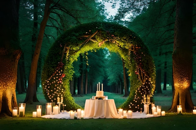 Una mesa puesta para una boda.