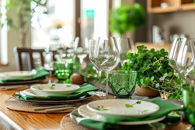 Foto mesa puesta para la celebración del día de san patricio