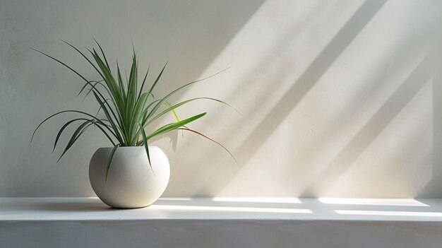 una mesa que contiene una planta de terracota blanca