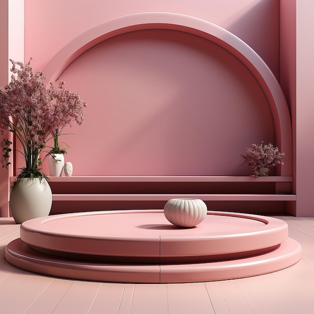 una mesa redonda con flores y una mesa redunda con una mesa rosa en el centro