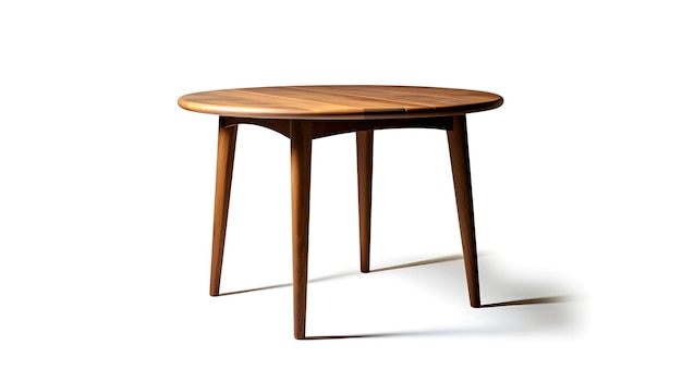 Una mesa redonda de madera con patas.
