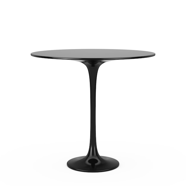 Foto mesa redonda preta de plástico moderna sobre um fundo branco. renderização 3d