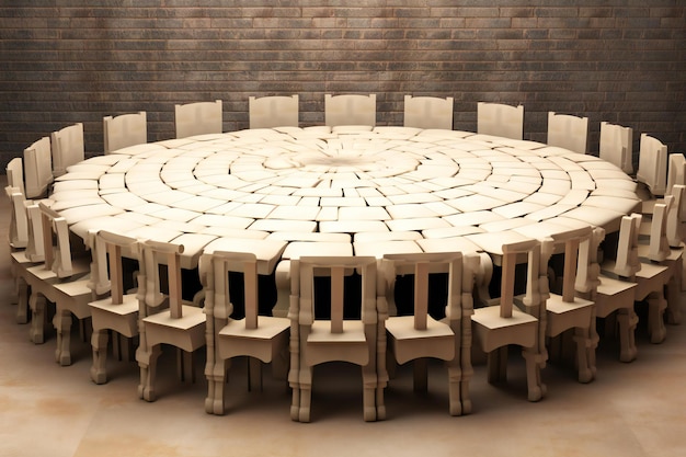 Una mesa redonda y sillas en un comedor