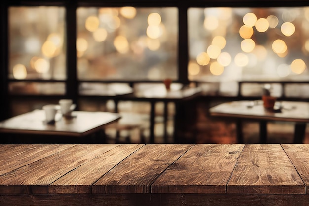 Una mesa en un restaurante con un fondo borroso