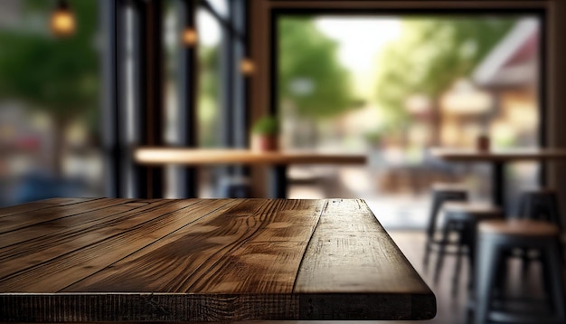 Una mesa en un restaurante con una ventana al fondo