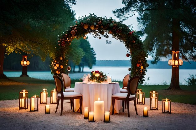 Una mesa romántica para una boda.