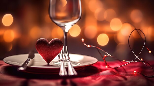 Foto una mesa romántica para la cena del día de san valentín