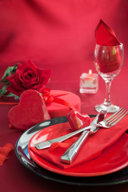 Mesa romántica para el día de san valentín