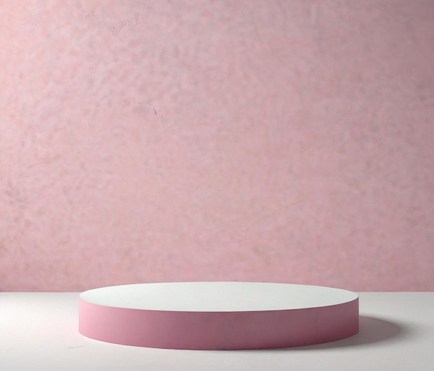 Foto una mesa rosa con una base blanca y una pared rosa