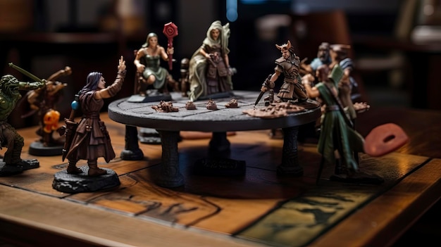 una mesa de rpg con miniaturas