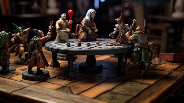 una mesa de rpg con miniaturas