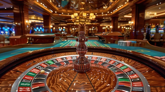 La mesa de ruleta del casino está ocupada.