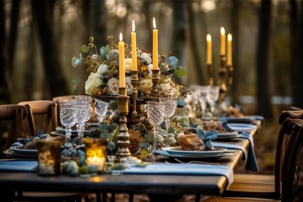 Mesa servida para la ceremonia de bodas decoración con velas