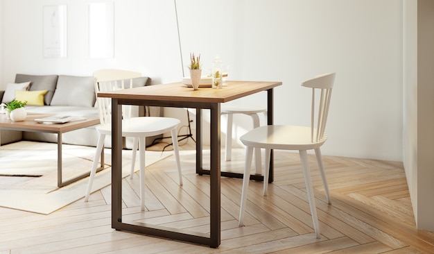 Foto mesa y silla blanca salón