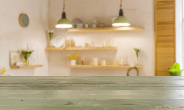 mesa de tablones de madera para presentación de productos