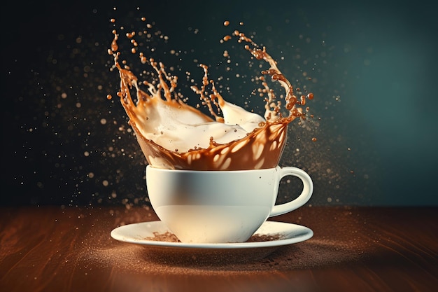 Mesa de taza de café splash Generar Ai