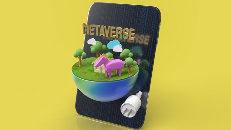 Foto la mesa y la tierra para metaverso para tecnología o concepto de vr renderizado 3d