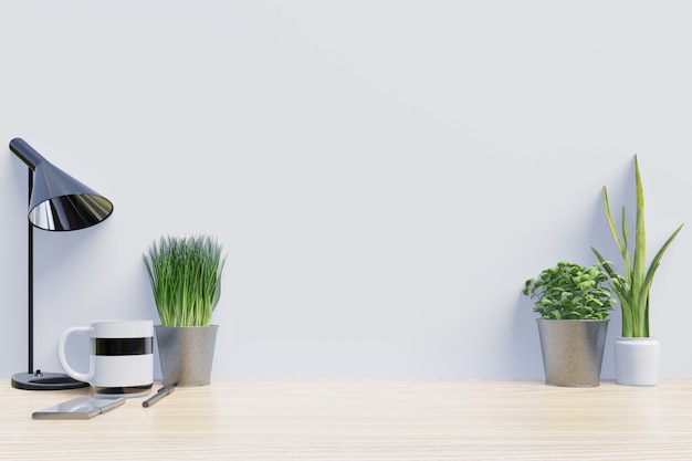 Mesa de trabajo con decoración en escritorio.