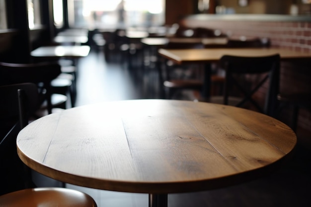 Mesa vacía en la cafetería.