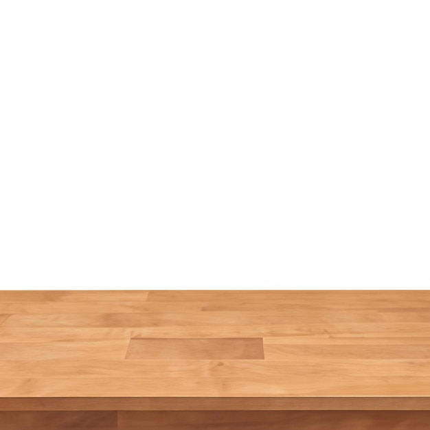 Mesa vacía para la exhibición de productos con fondo blanco