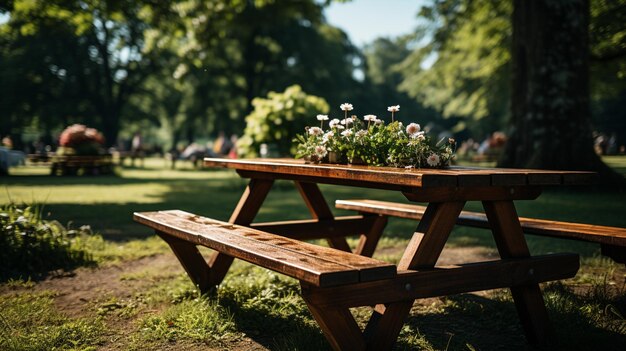 mesa vacía en el parque