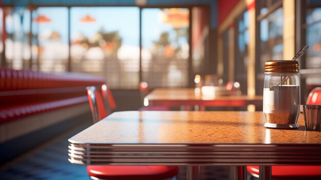 Foto mesa vacía en un restaurante estadounidense de los años 50