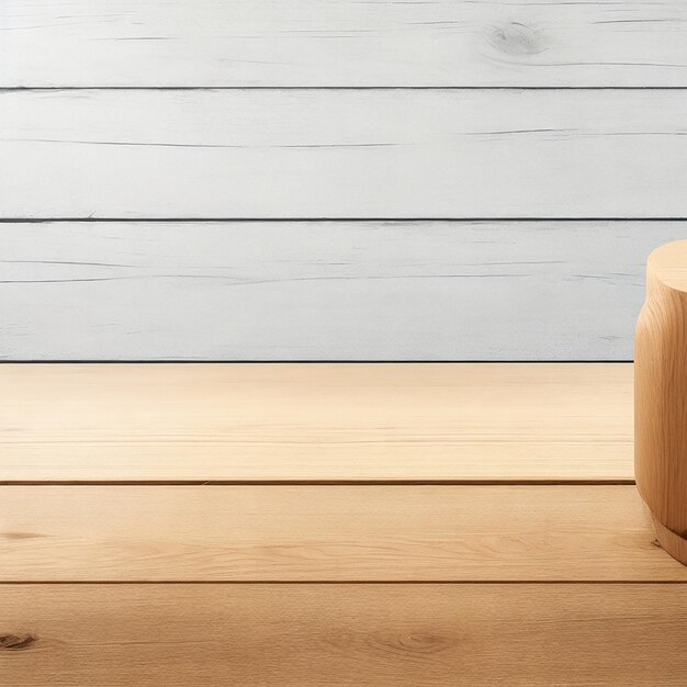 Foto mesa vacía de tablero de madera frente a un fondo borroso generado por la ia