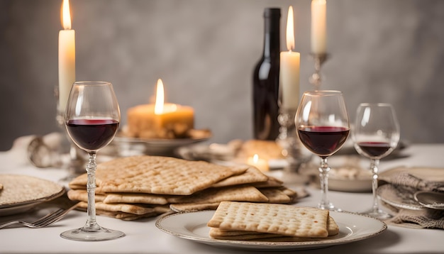 una mesa con vasos de vino y galletas en ella
