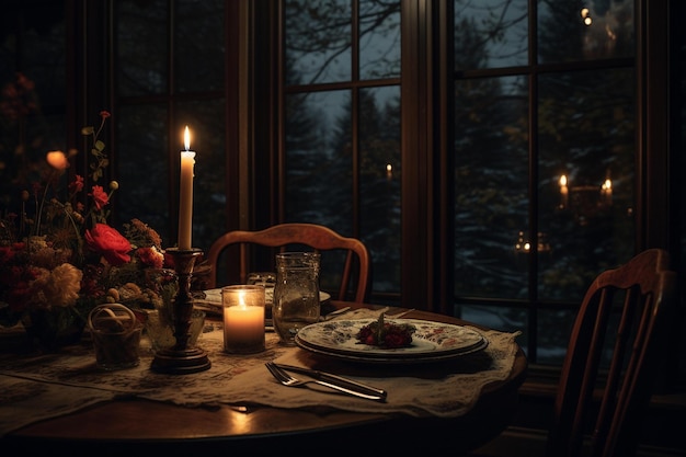 Una mesa con una vela que dice "el nombre de la navidad"