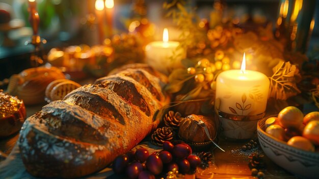 una mesa con una vela que tiene las palabras Navidad en ella