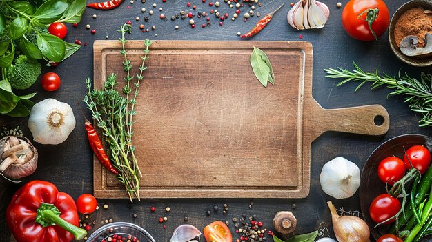 una mesa con verduras y una tabla con una tabla que dice "cocina" en ella