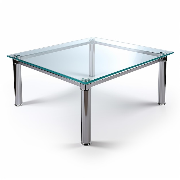 una mesa de vidrio con una tapa de vidrio que dice "el vidrio" en ella