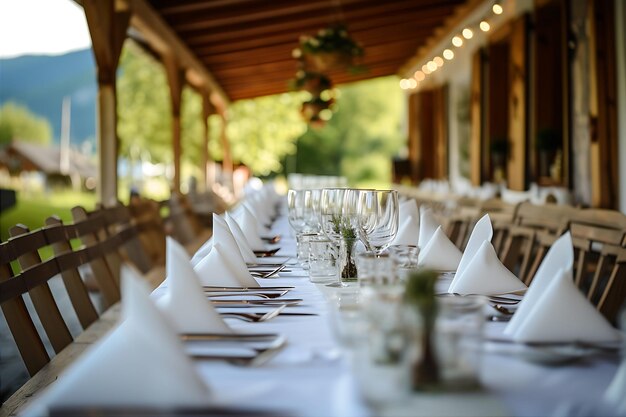 Mesas para bodas en el campo de Tirol