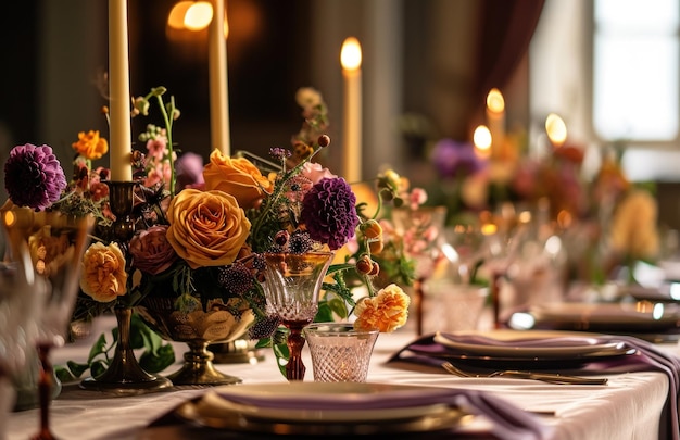 mesas de casamento coloridas com velas