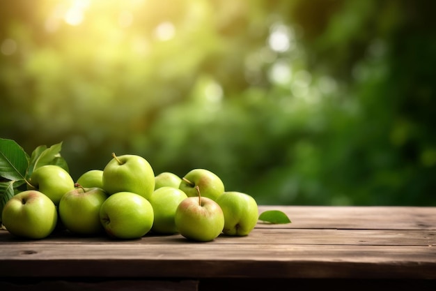 Mesas de madeira maçãs árvore jardim de comida gerar Ai