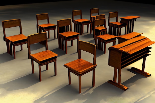 Mesas e cadeiras de palestra tailandesas Generative Ai
