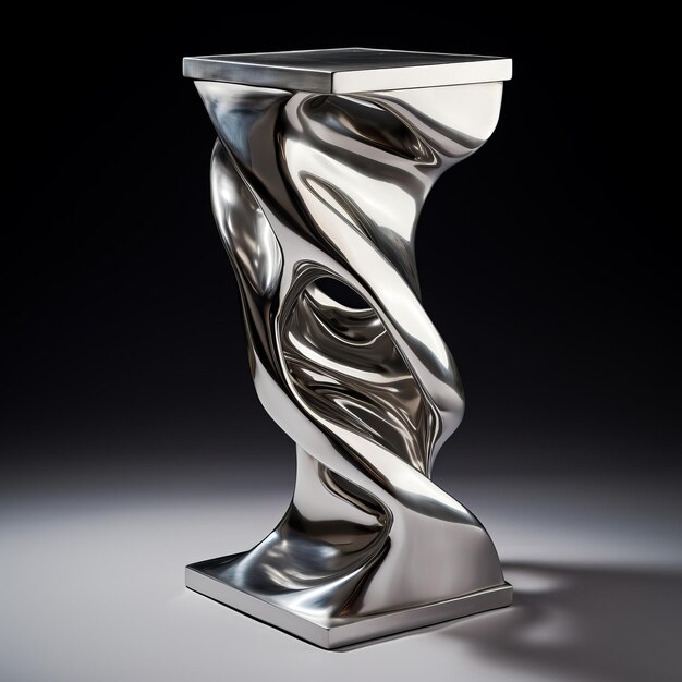 Mesinha de canto inspirada em Avicii Escultura de prata moderna com redemoinhos
