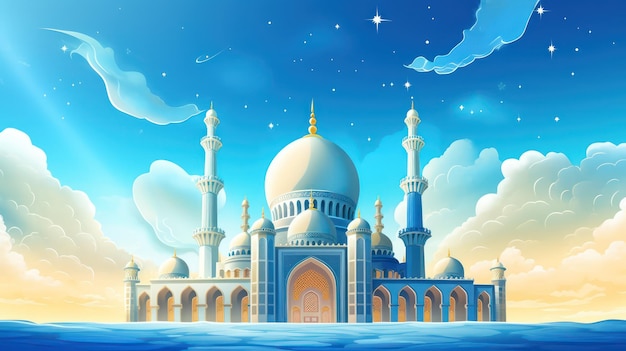 mesquita 3d no fundo da ilustração do palco