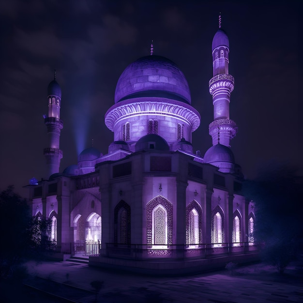 Mesquita à noite na cidade de Astrakhan Rússia