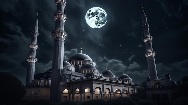 mesquita azul país mesquita azul mesquita azul à noite IA generativa